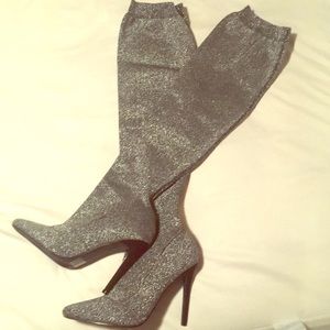 Veronique Silver Heeled Boots 8.5